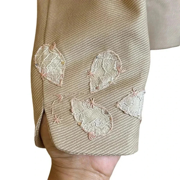 Rebecca Taylor Tan Tie Front Wool Blend Blazer Size 10 - Picture 6 of 10